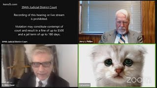 Zoom catastrophe Texas lawyer cant remove cat filter while in court [upl. by Ellinnet]