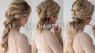 3 EASY FALL HAIRSTYLES 🍁 Perfect for medium  long hair lengths [upl. by Indyc]