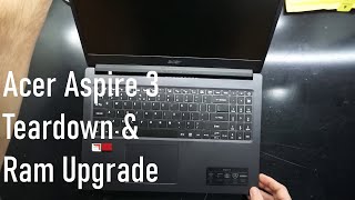 Acer Aspire 3 Teardown and Ram upgrade [upl. by Jeremy170]