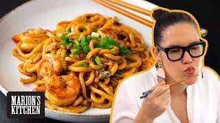 15minute Garlic Shrimp Udon Noodles  Marions Kitchen [upl. by Powder]