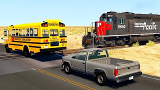 Train Close Calls amp NearMiss Accidents 3  BeamNGdrive [upl. by Rhody]