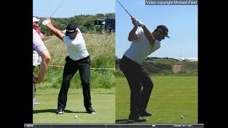 Jon Rahm golf swing  Long Iron faceon amp downtheline July 2017 [upl. by Pubilis]