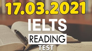 IELTS READING PRACTICE TEST WITH ANSWERS 2021  17032021 [upl. by Baras]