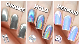 Apply Chrome Holo amp Mermaid Nail Powders PERFECTLY [upl. by Retrop449]