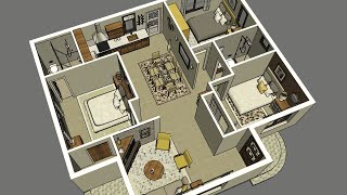 90m2  Simple house plans with 3 Bedrooms 2 Baths [upl. by Trygve]