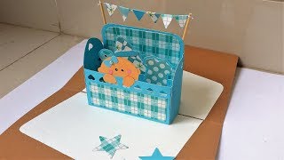 DIY Baby Crib Card Tutorial Birthday popup card [upl. by Artinad]