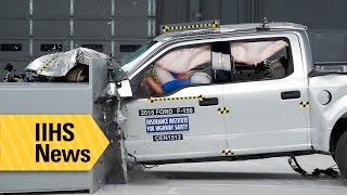 First IIHS test of aluminumbody F150  IIHS News [upl. by Inor]