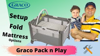 Graco Pack n Play How to Setup  Disassembly  Mattress Options  Bassinet Review [upl. by Hannan]