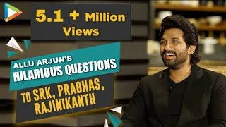 LOL Allu Arjun’s HILARIOUS questions for Prabhas Shah Rukh Khan amp Rajinikanth  Rapid Fire [upl. by Novyat]