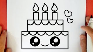 COMMENT DESSINER UN GÂTEAU DANNIVERSAIRE KAWAII [upl. by Hcahsem]