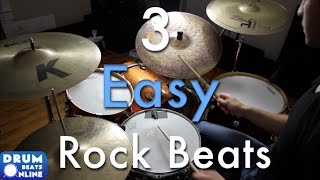 3 Easy Beginner Rock Beats  Beginner Drum Lesson  Drum Beats Online [upl. by Dasi]