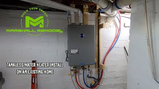 Tankless Water Heater Install  Existing Home [upl. by Antipus]