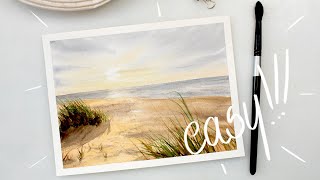 Watercolor sepia SEASCAPE  step by step landscape painting tutorial [upl. by Lecroy606]