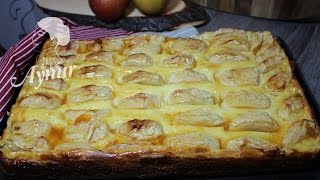 Apfelkuchen mit Pudding  Apfelblechkuchen [upl. by Linson]