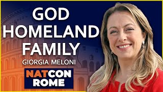 Giorgia Meloni God Homeland Family  NatCon Rome 2020 [upl. by Avie]