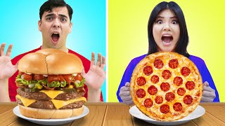 GIANT VS TINY FOOD CHALLENGE FOR 24 HOURS  LAST TO STOP WINS BIG VS SMALL FOOD BY CRAFTY HACKS PLUS [upl. by Beard]