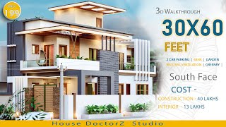 30x60 South facing House Plan  4 BHK  1800 Square Feet  3060 3D House Design  HouseDoctorZ [upl. by Tay862]