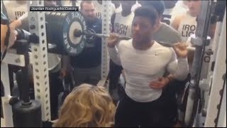 Saquon Barkley squats seven reps at 495 pounds  ESPN [upl. by Valenba]