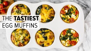 EGG MUFFINS 3 WAYS  healthy breakfast meal prep recipe [upl. by Esiuole]