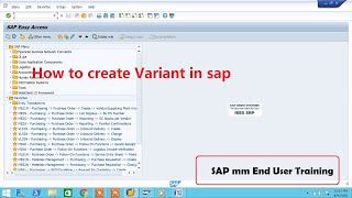 How to create Variant in sap [upl. by Tymes514]