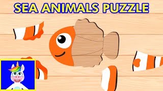 SEA ANIMALS PUZZLE GAME for Toddlers amp Kids  Puzzle Apps for Children Kindergarten [upl. by Aerbas]