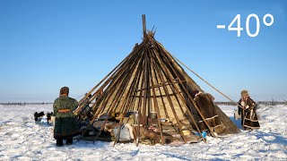 Warmest Tent on Earth  Pitching in the Siberian Arctic Winter  Ненецкая палатка чум [upl. by Laidlaw]