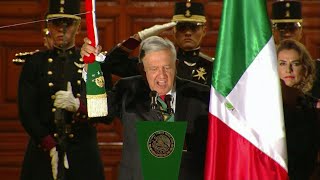 Mexican presidents first El Grito kicks off Independence Day celebrations  AFP [upl. by Ahtiuqal]