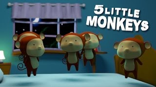 Five Little Monkeys Jumping on the Bed Nursery Rhyme Kid Song [upl. by Sedrul]