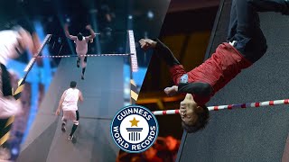 Highest Wall Run Backflip  Guinness World Records [upl. by Aizahs]