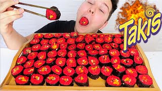 100 Fire Takis Sushi Challenge • MUKBANG [upl. by Muldon]