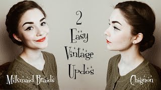 2 Easy Vintage Hairstyles  Hair Tutorial [upl. by Tierza126]