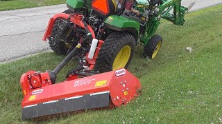 Ditch Bank Mowing OffSet Flail on Deere 2038R [upl. by Petr]