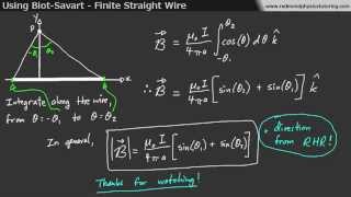 Using BiotSavart to Find the Magnetic Field from a Finite Wire [upl. by Anawaj]