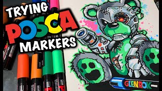 TRYING POSCA PAINT MARKERS for the FIRST TIME [upl. by Wsan499]