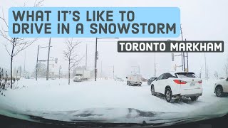 Driving in Snowstorm UNPLOWED  Markham Toronto [upl. by Emmye]