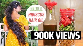 Homemade Hibiscus amp Methi Oil For Thick amp Dark Hair  Sushmitas Diaries [upl. by Greggs606]