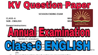 KV Question Papers  Class6 ENGLISH previous year Annual Exam For KV Students Kendriya Vidyalaya [upl. by Lienhard]