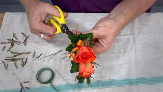 How To Make A Ladies Double Rose Corsage With Sedum Detail [upl. by Howland]