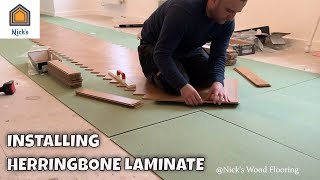 Herringbone Laminate Floor Installation [upl. by Bordie]