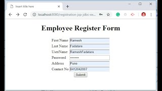 Registration Form using JSP  Servlet  JDBC  MySQL Database Example RameshFadatare [upl. by Youngman]