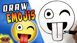 How to Draw Emoji wWinking Eye Tongue Out Face step by step EASY [upl. by Lorou]