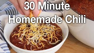 Easy 30 Minute Chili Recipe  How To Make Homemade Chili  The Carefree Kitchen [upl. by Orelia]