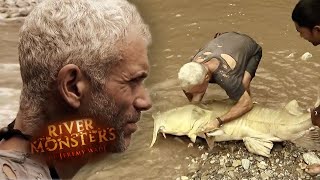 Catching A MONSTER Goonch Catfish  CATFISH  River Monsters [upl. by Yadsnil]