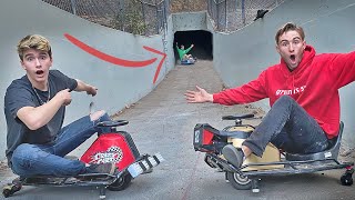 Racing GO KARTS Through Down Hill TUNNELS [upl. by Anelleh310]