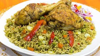 ARROZ CON POLLO  RECETA PERUANA  EXQUISITO  Sazón y Corazón [upl. by Enyrb391]