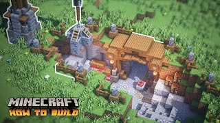 Minecraft How to Build a Simple Mining Camp Mine Entrance Mine Crane and Mini Storage Area [upl. by Launamme105]