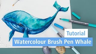 Brush pen whale ▪ DIY Tutorial  STAEDTLER [upl. by Noret]