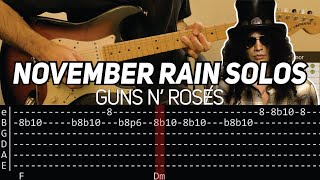 Guns N Roses  November Rain solos Guitar lesson with TAB [upl. by Derwin549]