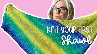 How to Knit a Triangle Shawl for Beginners  4 Easy Steps [upl. by Donavon]