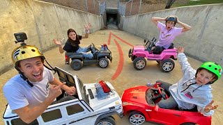 Racing TOY CARS Through Down Hill TUNNELS [upl. by Eicnan937]